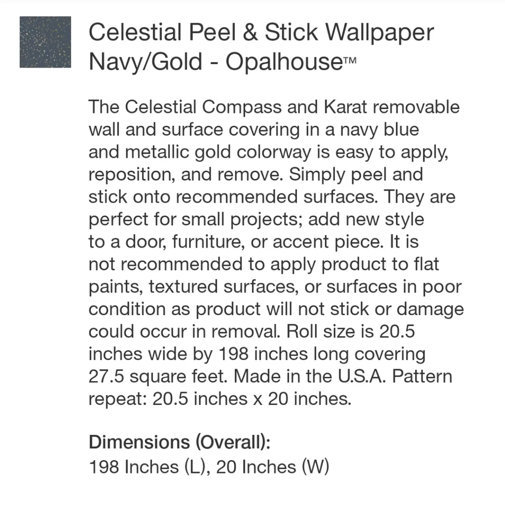 Opalhouse Celestial Peel & Stick Wallpaper Navy/Gold